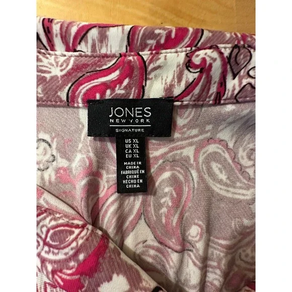 Jones New York Signature Paisley Sleeveless Blouse Pink Casual Knit Top XL - Picture 3 of 4